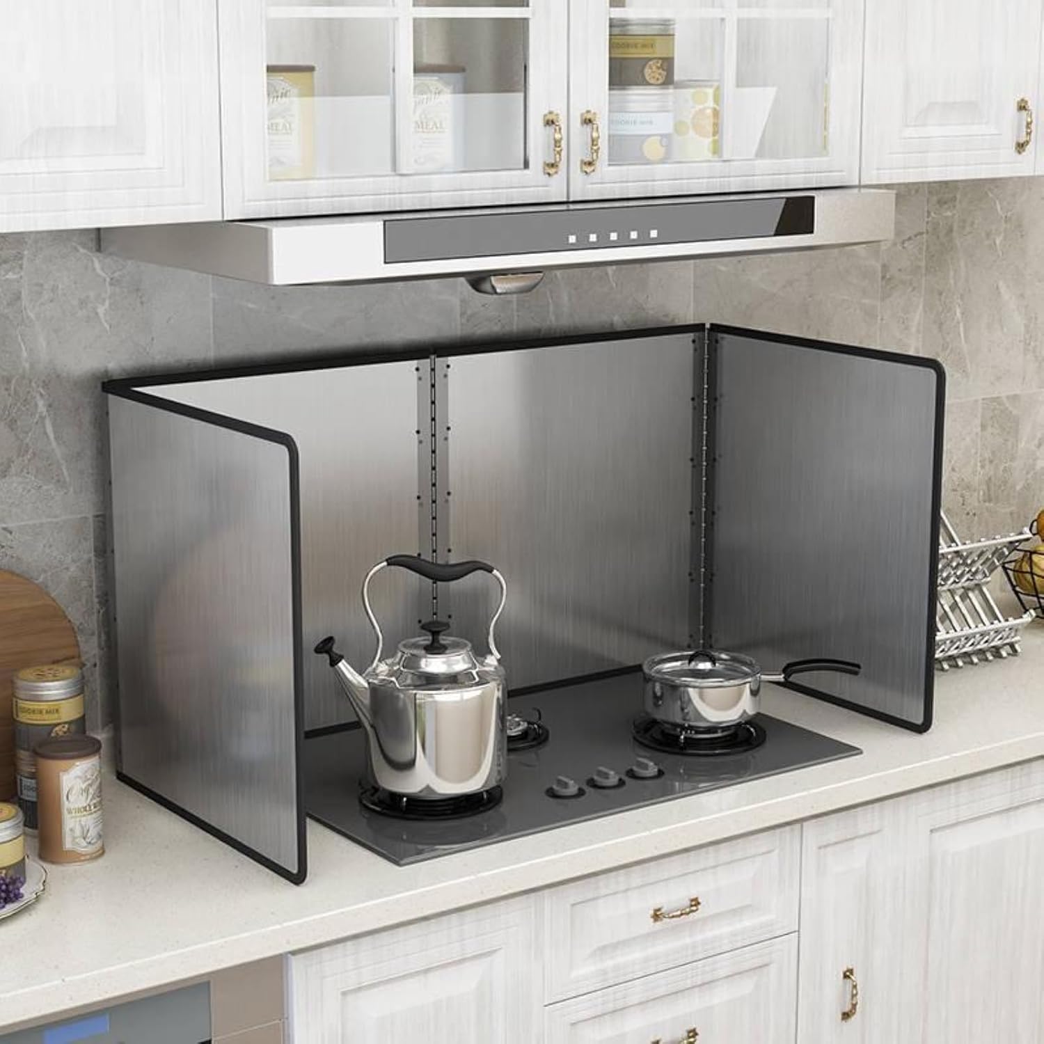 Oil Splash Guard- Anti Splatter Cooking Shield, Splatter Screen for Frying Pan, splatter Guard for Cooking, Stainless Steel Splatter Screen Fry Wall (4 Sided：31.5 x 15.75x 11.81 in)