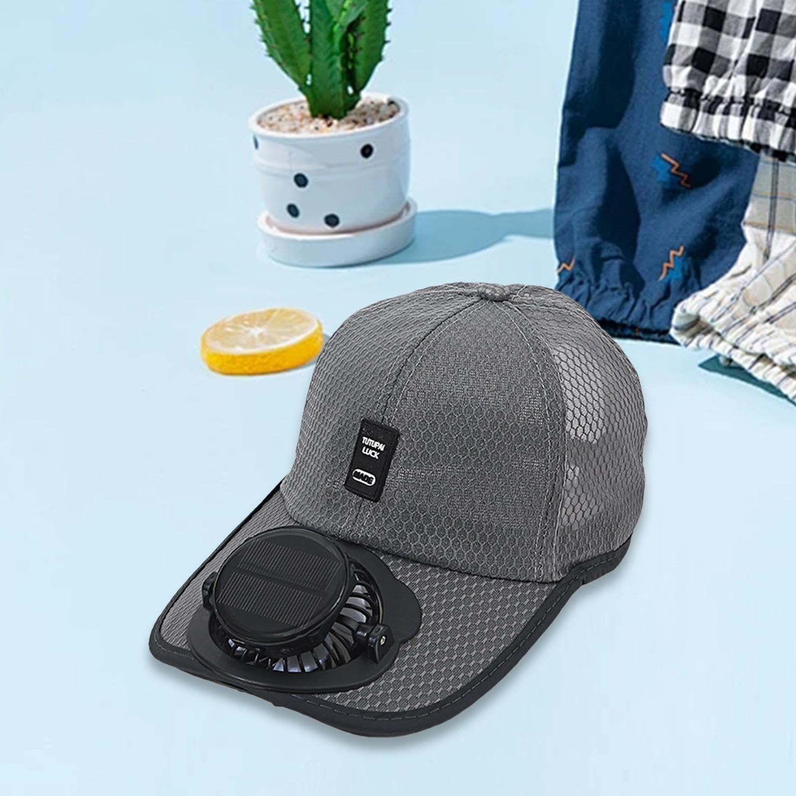 F Fityle Solar-Baseballkappe mit Ventilator, Ventilator Kühler Kappe, Cap mit Lüfter, Solar-Fan-Hut, Baseballmütze Fanmütze, UV-Schutz-Strandhut mit Kühlventilator für Camping Radfahren Laufen