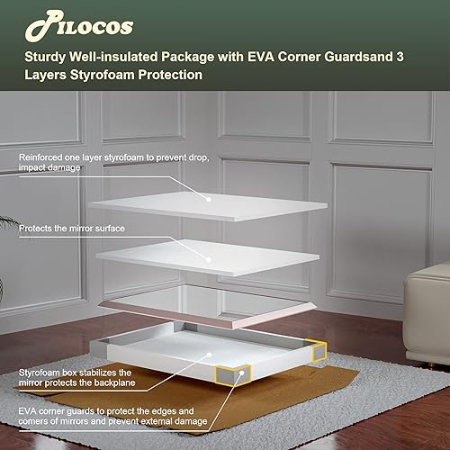 Miniatura 7 de Espejo de pie de longitud completa de 65 x 22 pulgadas, espejo de cuerpo completo montado en la pared morado plateado con marco de aleación de