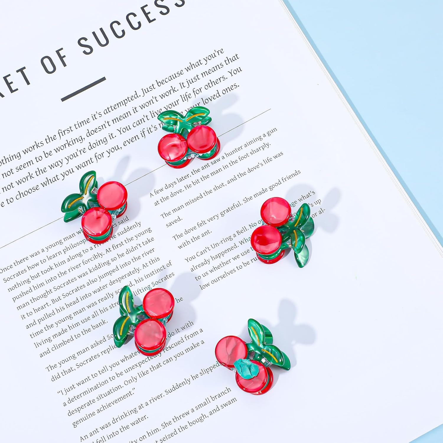 Cherry Claw Clips 5 Pcs Non-Slip Cute Mini Cherry Hair Clips Stylish Fruit Hair Clip Accessories Acetate Hair Claw For Women Girls Kids Thin Thick Hair Headwear Gifts - Image 7