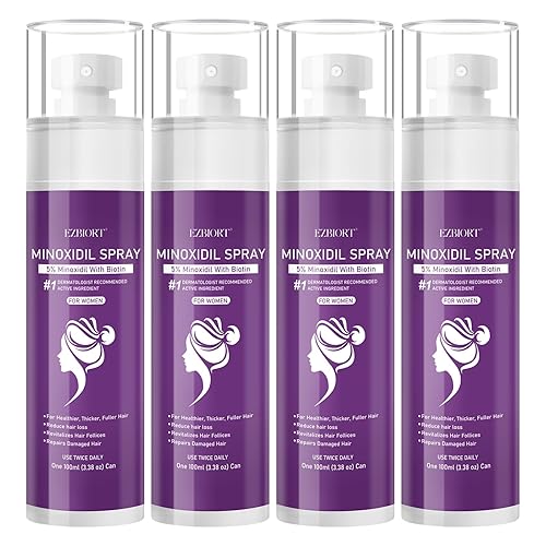 Miniatura 8 de Spray de minoxidil al 5% para mujeres, 4 piezas, monóxido para cabello de hombre infundido con biotina, tratamiento de recrecimiento del cabello,