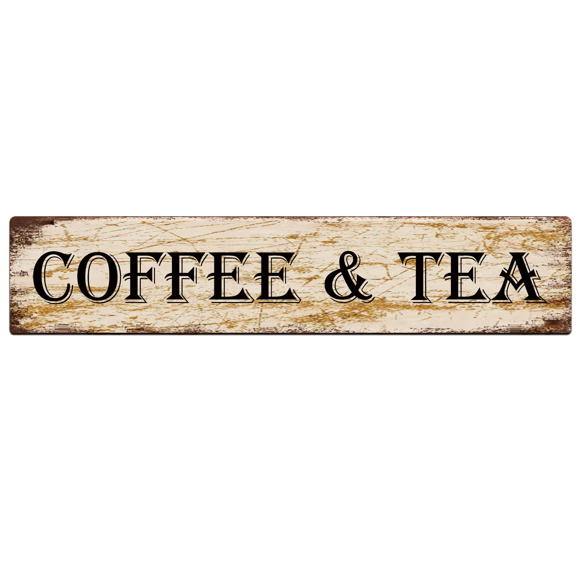 peiyeety Coffee & Tea Retro Metal Tin Sign Vintage Sign for Home Coffee Wall Decor 4x16 inch