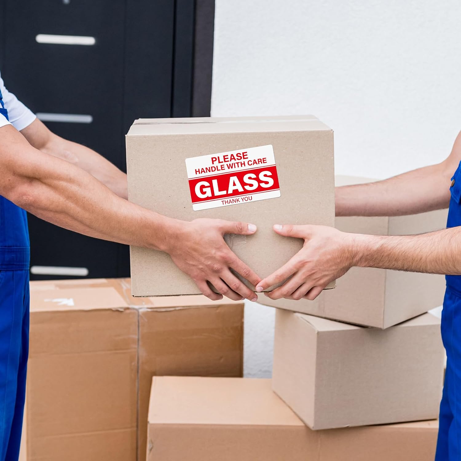 500 Pcs Glass Please Handle with Care Stickers 3" x 5" Large Fragile Stickers for Shipping Waterproof Fragile Warning Shipping Packing Labels for Glass Mirrors Windows Moving Boxes Red