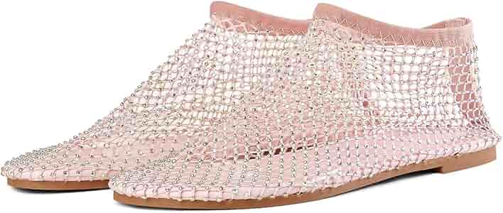 Amazon.com | ITOZER Mesh Ballet Flats Round Toe Shiny Gem