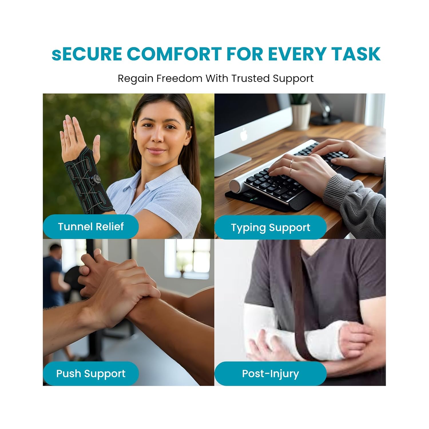 F.A.S.T Wrist Splint | Air Compression Wrist Brace for Carpal Tunnel, Tendinitis, Sprains & Fractures | Anatomical Palmar Support with Built-In Air Bladder | Universal Fit for Left or Right | Medium Wrist