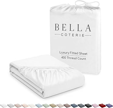 Bella Coterie Luxury Bamboo Viscose Queen Size Fitted Sheet Only | 100% Organically Grown | Ultra Soft | Cooling for Hot Sleepers | 18" Deep Pocket [White]
