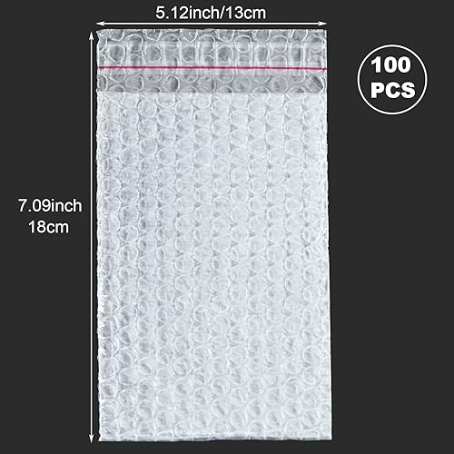 Miniatura 2 de 100 bolsas de burbujas transparentes autosellantes, 5 x 7 pulgadas, bolsas de plástico de burbujas para embalaje, envío, almacenamiento