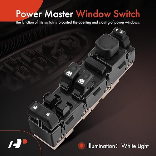 Miniatura 3 de A-Premium - Interruptor de ventana Power Master del lado del conductor - Compatible con vehículos Chevy, GMC - 2003-2007 - Silverado Sierra 1500