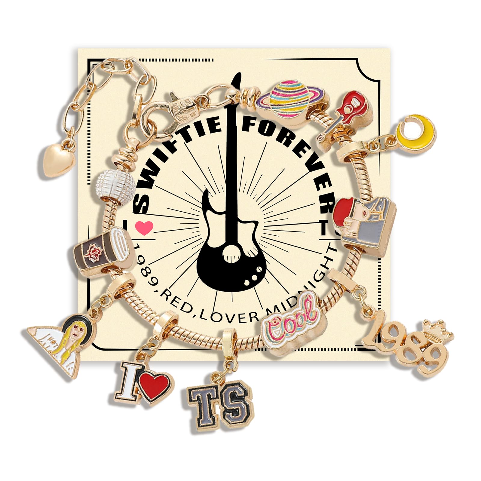 QianSiLi Swiftie Merch TS Charm Bracelets, T.S. Merchandise 1989, Swftie Gifts for Tay Fans Music Lovers Teen Girls Women, Concert Outfit