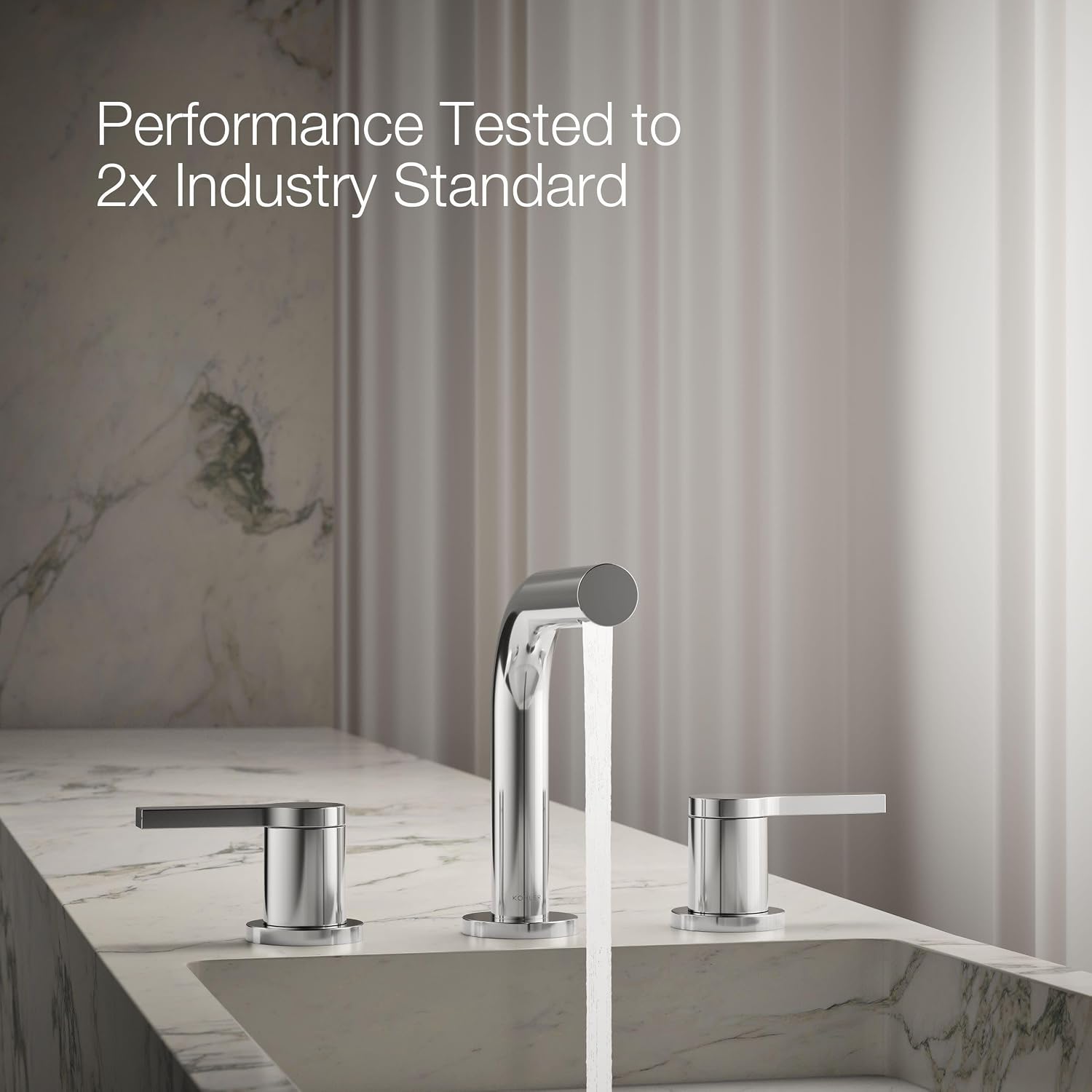 KOHLER K-33592-4N-CP Elate® Widespread Bathroom Sink Faucet, Water-Saving, Wide Reach, Elegant Finish, Bathroom Faucets, 0.5 GPM, Polished Chrome