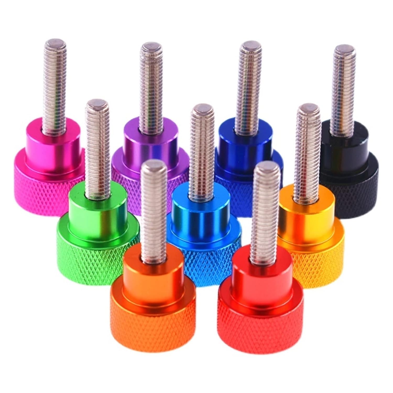 Round Thumb Nuts ， M2 M2.5 M3 M4 M5 M6 M8 M10 Colourful Knurled Thumbscrew Aluminum Knurled Head Stainless Steel Thread Hand Tighten Thumb Screw Bolt(Black,L=55MM_M2)