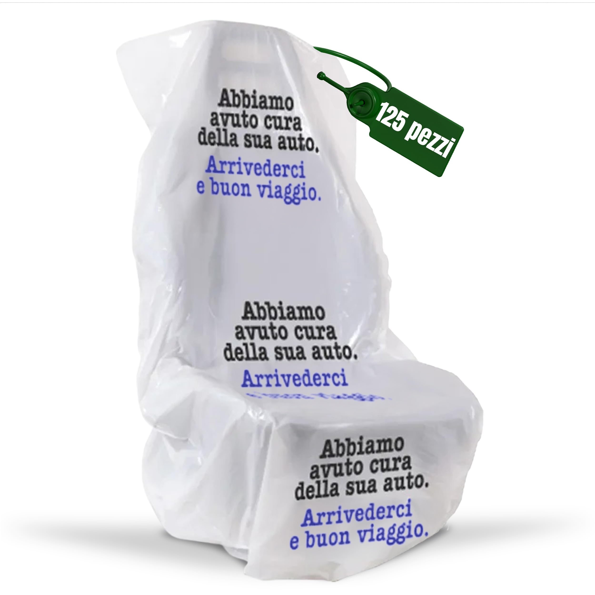 PLASTISAK - Bobina Coprisedili Usa e Getta Universali 125 Pezzi con Stampa di Cortesia - Coprisedili Usa e Getta per Auto per Officine, Concessionarie, Carrozzerie