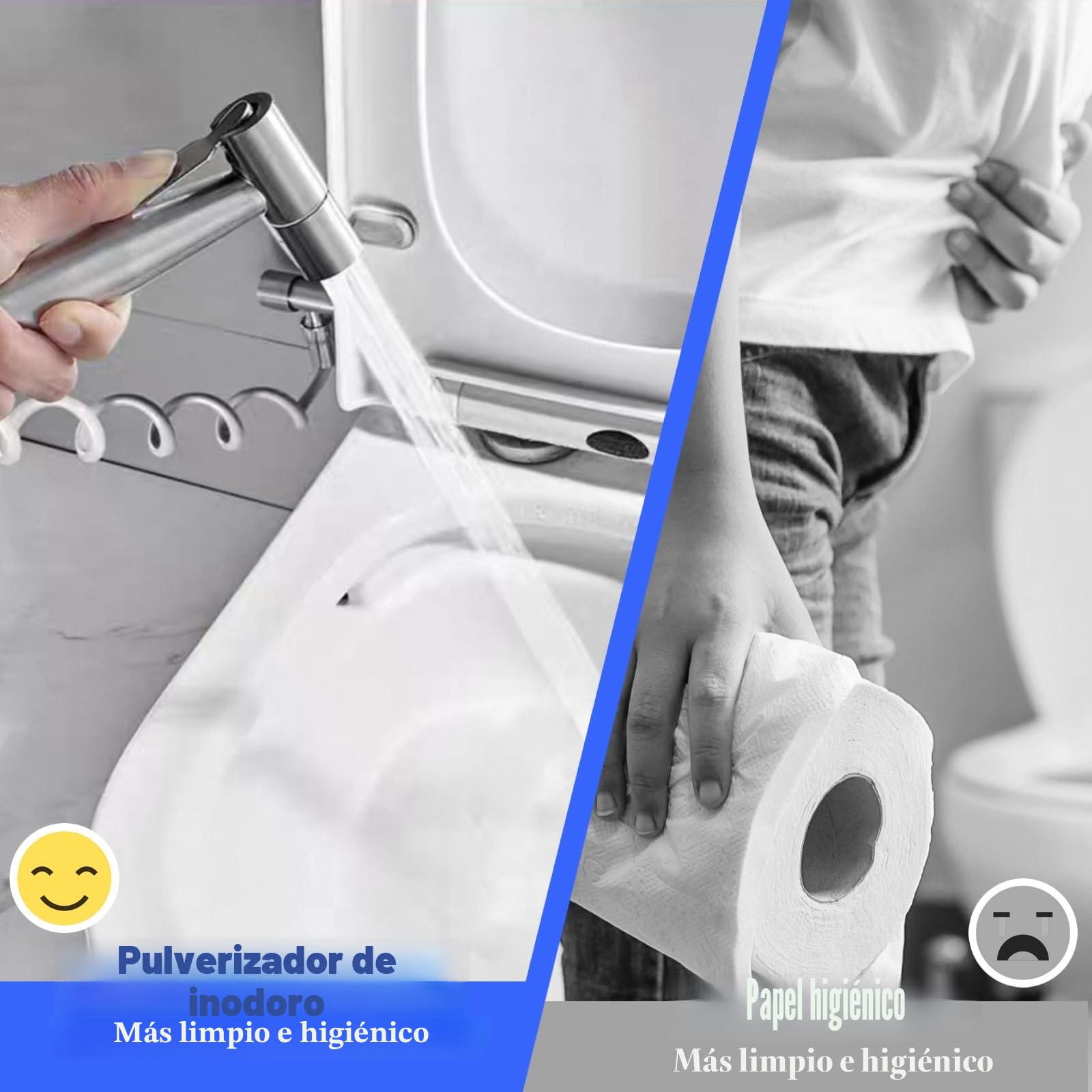 Ducha Higienica para WC Bidet Para WC de Inoxidable Rociador de Bidé con Manguera de Ducha de 3M Grifo Bidet Para WC Grifo Portatil para WC Kit para Toilette y Higiene Plateado