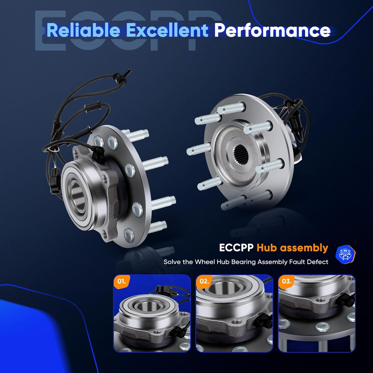 ECCPP Replacement for 2 NEW 515061 Front Wheel Hub Bearing Assembly Fit For 2003 2004 2005 Dodge Ram 2500 3500 8 Lug W/ABS 4x4 4WD