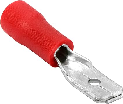 QDVM-187R25 Vinyl Quick Disconnect Terminal Male 25 Pack 0.187", Red 22-18 Gauge
