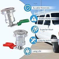 Vista 6 de Cilindro de bloqueo de puerta con llave para Ford Econoline E150, Van E250, Van E350, Van E350, Van 1997-2018, reemplazo LC6177 + 703369 X4 + 597638