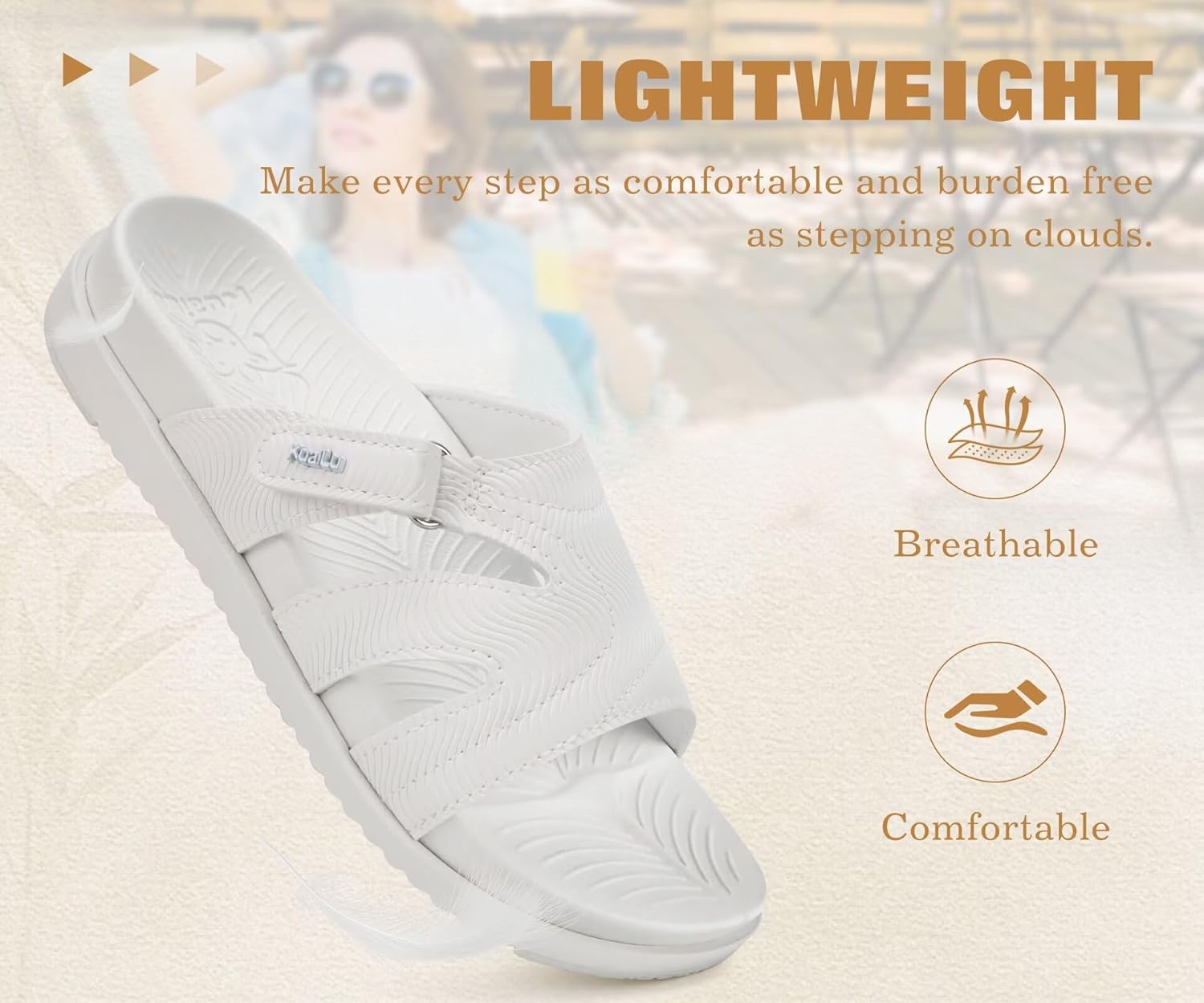 KuaiLu Womens Dressy Orthopedic Sandals Lightweight Cushion Foam Slides Sport Recovery Walking Slippers with Plantar Fasciitis Arch Support - Image 7