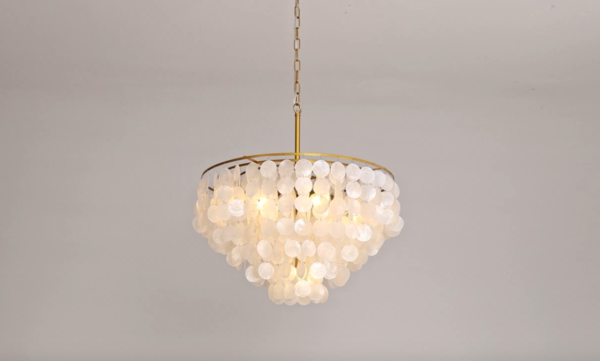 NOXARTE Capiz Shell Chandelier, 7 Lights Round Coastal Chandeliers