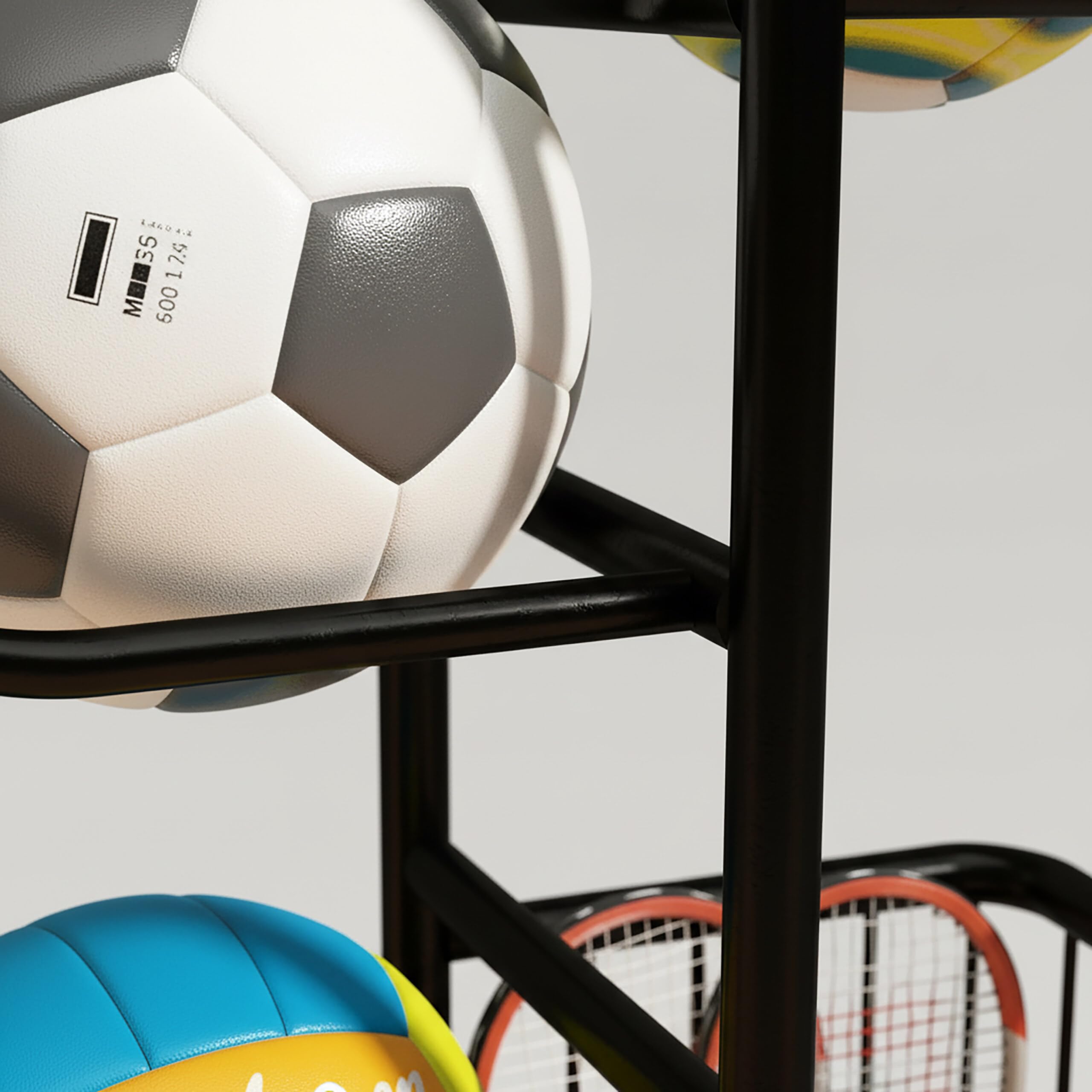 Portapalloni Relaxdays, per palloni, con cestello, Metallo, Porta palloni per Basket e Calcio, Varie Dimensioni e Colori