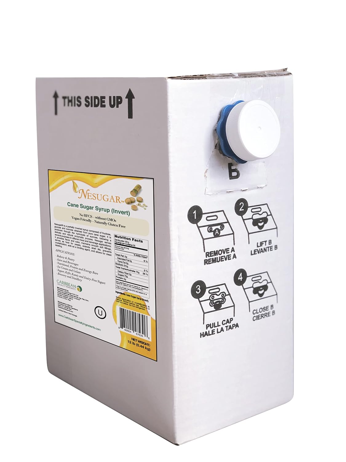 NESUGAR- Cane Sugar Syrup (Invert)/Glucose and Fructose Syrup for baking, ice cream, brewery, distillery, confectionary, beverages, cocktails- 12 Lb. Bag-in-Box image 3