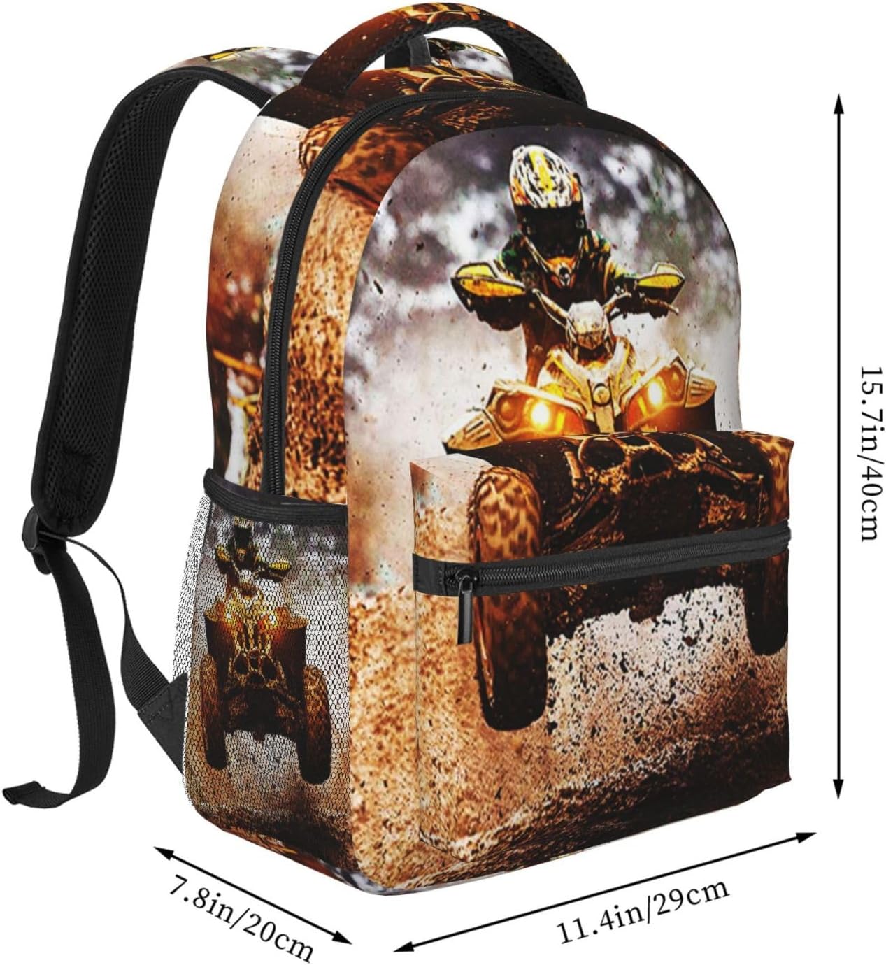Backpack for Boys Girls Kids, Dirt Quad Bike 4 Wheeler ATV Off Road Backpack Travel School Bag Bookbag Schoolbag Daypack for Men Teens Children - Image 2