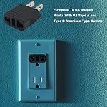 US Plug Adapter, Small European to US Plug Adapter, Black European to American Outlet Plug Adapter, EU to US Adapter, Fireproof Safe Europe/Asia to USA/Canada Travel Power Plug Adapter (6-Pack)