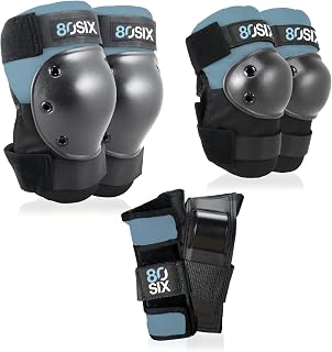 80SIX Certified Knee Pads Elbow Pads Wrist Guards for Kids, Teens & Adults, 6 in 1 Protective Gear Set for Roller Skates, Skateboard, Bike, Scooter, Inline Skates BMX Multi-Sport