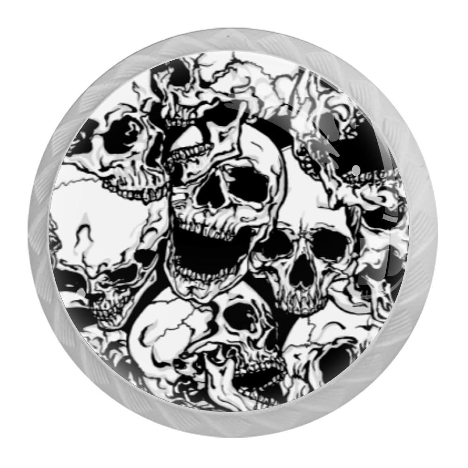 Tqmspg 4 Pieces Drawer Pulls Skulls Door Knobs Dresser Handles for Kitchen Wardrobe Cupboard Hardware Furniture