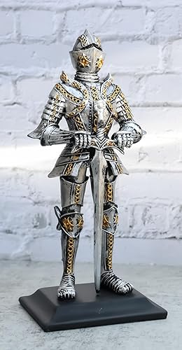 Miniatura 8 de Ebros Gift Escudo de armas Real Noruega Estrella del Norte Espadachín Caballero de la Heráldica con Espada Larga Excalibur Estatuilla de guardia de