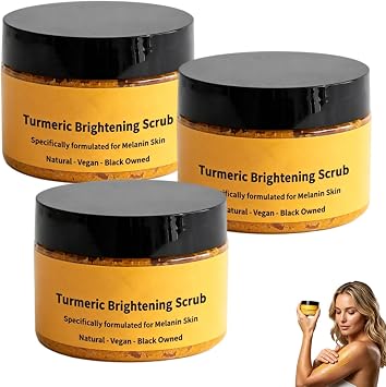 Turmeric Exfoliating Body Scrub 3.53 oz Natural for Face Body Elbows Armpits Brightening Skin for Women Men 3PCS