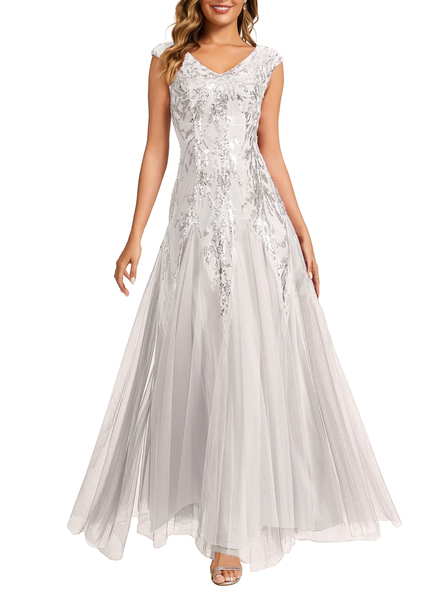Ever-Pretty Women's Sequin V-Neck Formal Evening Dress 02559