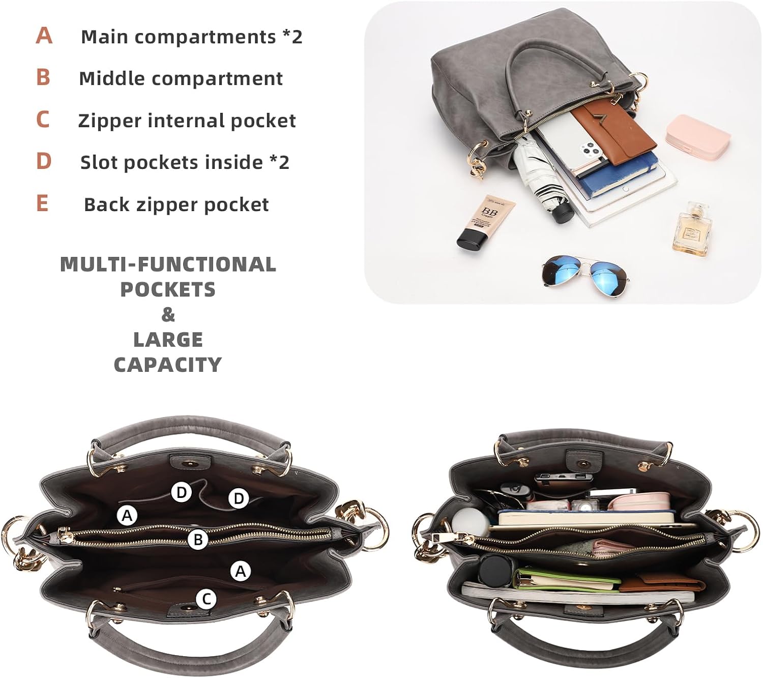 KL928 Women Designer Handbag and Purse, PU Leather Top Handle Satchel Shoulder Bag Tote Bag for Ladies | Designer, PU Leather, Top Handle, Ladies