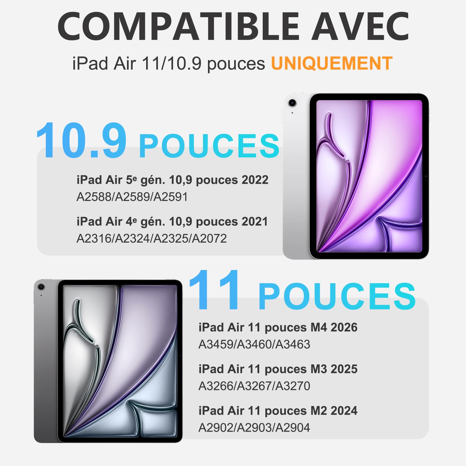 Coque Clavier pour iPad Air 11 Pouces (M4 2026/M3 2025/M2 2024), Étui Keyboard pour Air 4/5ème Génération 2020 2022 avec Rétroéclairage à 7 Couleurs et Porte-Crayon, Clavier AZERTY, Rose