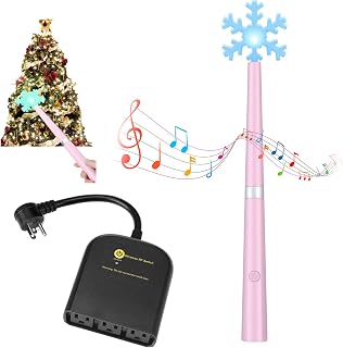 Magic Christmas Wand Wireless Remote Control Outlet, Christmas Tree Wand Lights Controller Xmas Decoration Outdoor Indoor Turn on Off Switch Kit with 100 Ft Range(Three 3-pin Plugs,Pink)