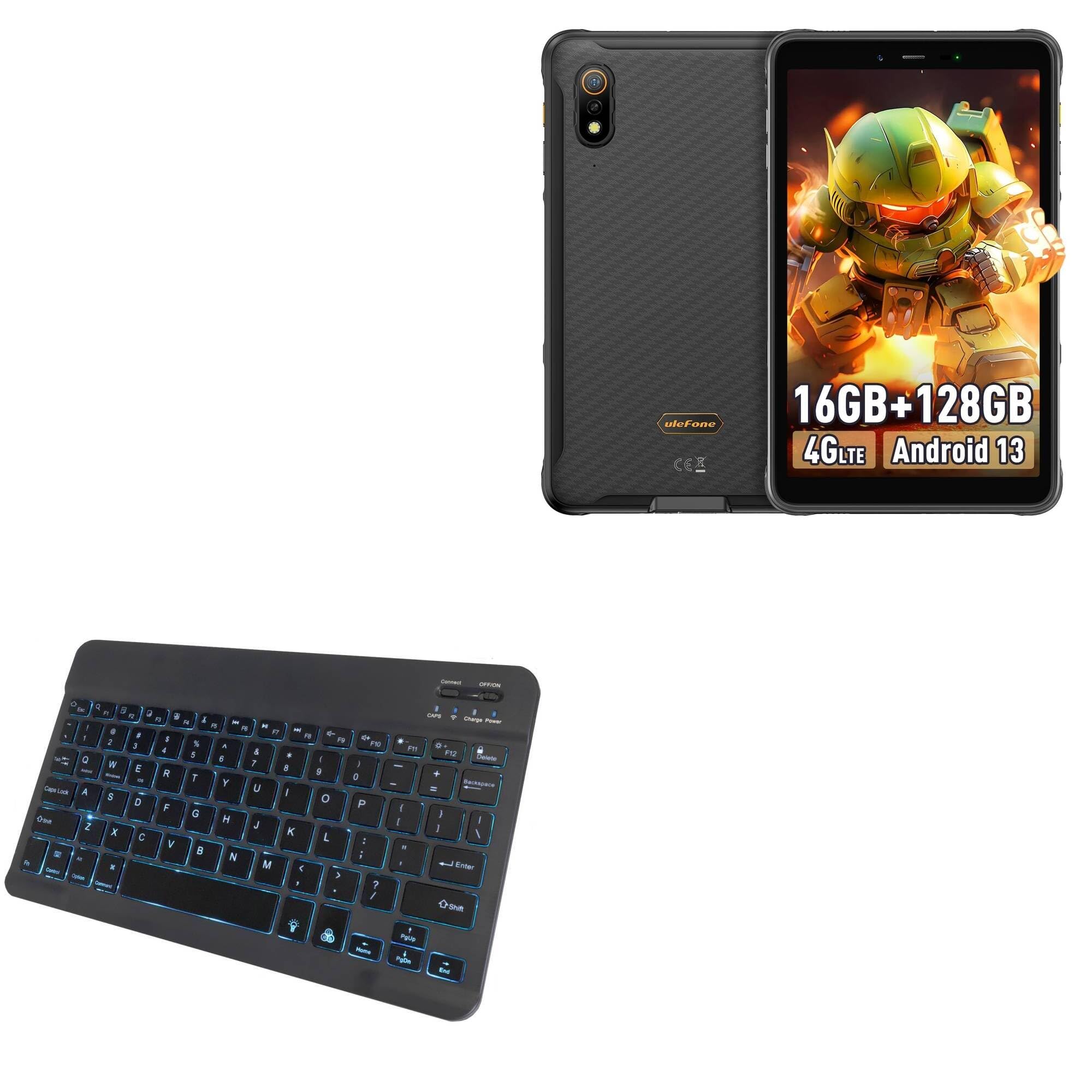 BoxWave Keyboard Compatible with Ulefone Armor Pad Pro - SlimKeys Bluetooth Keyboard - with Backlight, Portable Slim LED 7 Colors - Jet Black