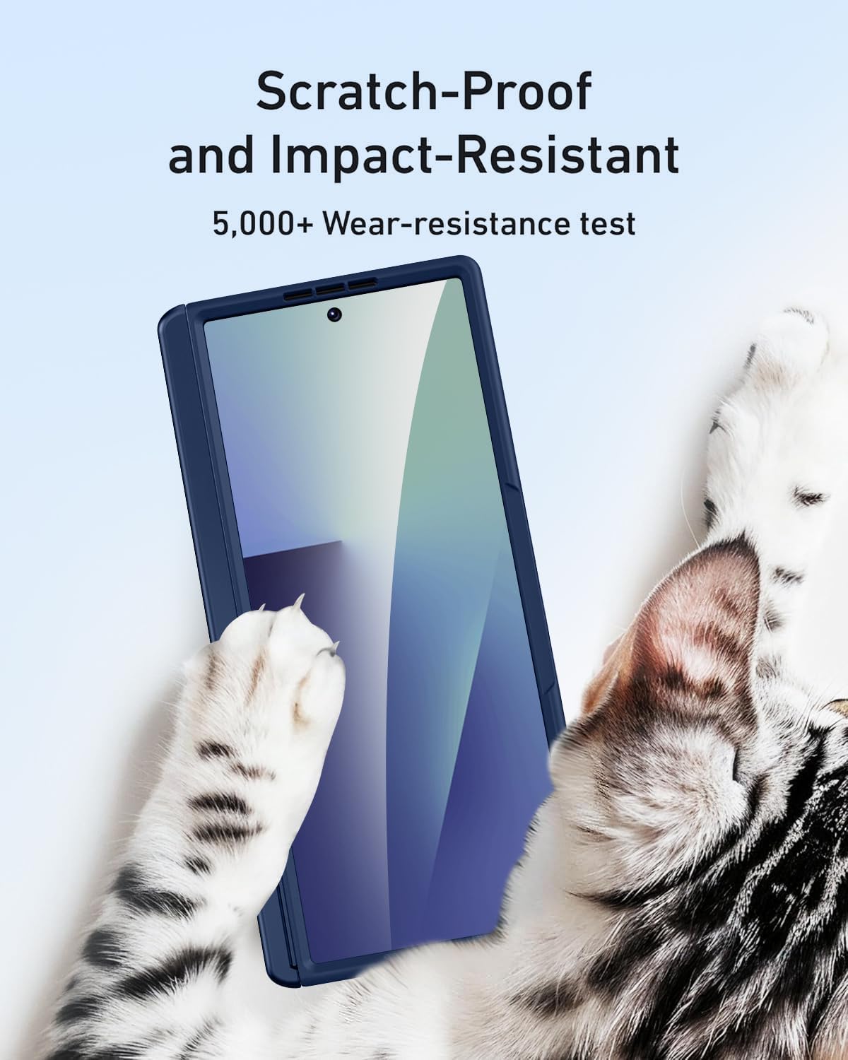Miimall Stand for Samsung Z Fold 7 Case with Tempered Glass & Hinge Protector, Shockproof Military Grade Durable Heavy Duty Full Body Protective Phone Cover for Galaxy ZFold 7 Case for MagSafe Blue