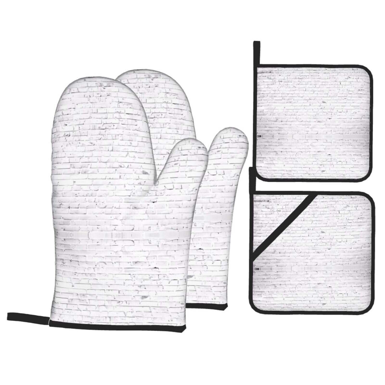 WHJSHOP Brick Wall Prints Kitchen Layers: Waterproof Oven Covers for Safe Handling & Easy Cleanup – 4 Piece Heat Protection Bundle