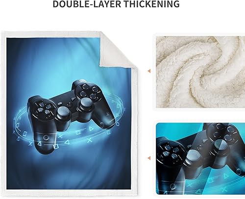 Miniatura 3 de Jekeno Manta de videojuegos para niños, adolescentes, niñas, hombres y mujeres, Navidad, cumpleaños, color azul, decoración de videojuegos, hogar,