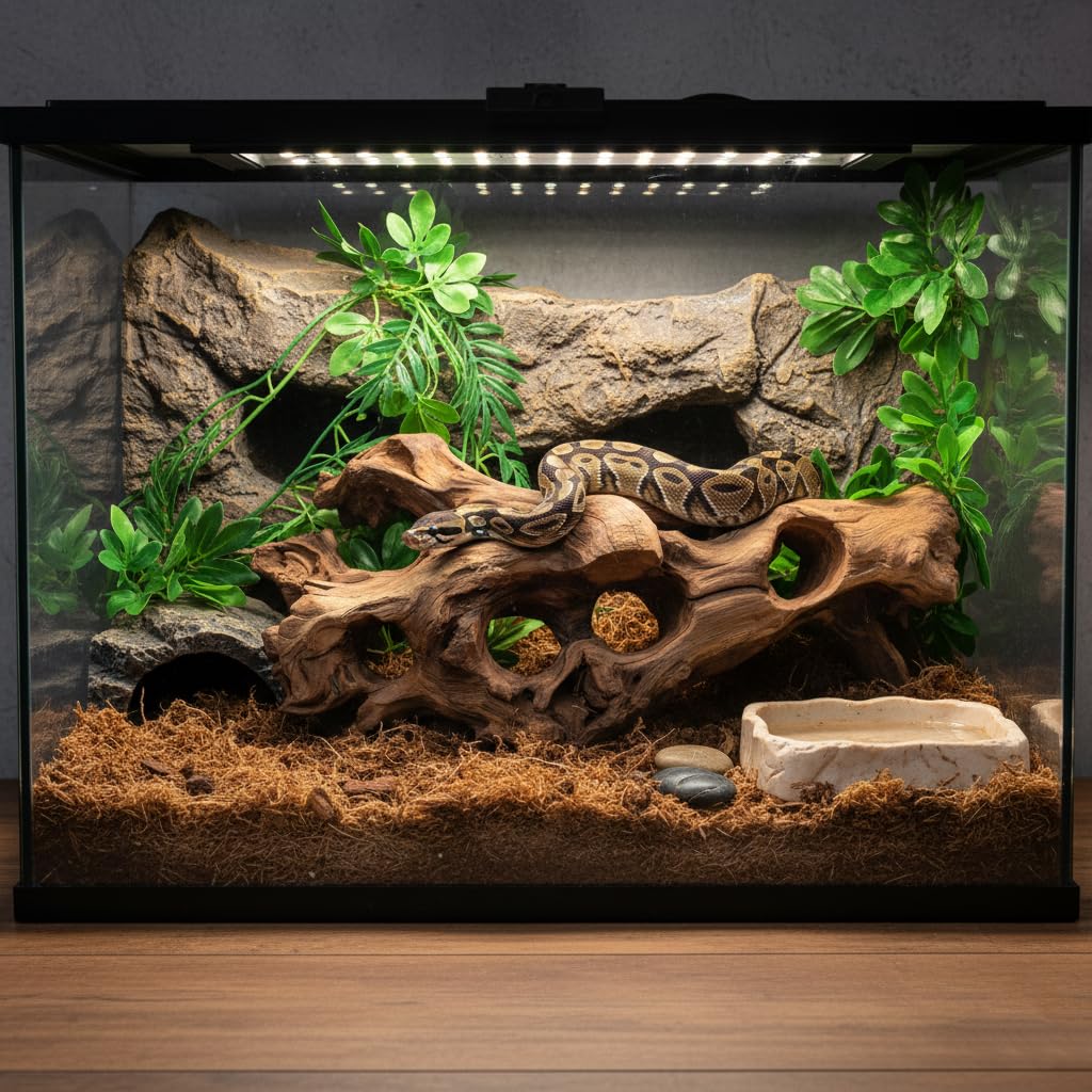 emours Porowate naturalne drewno dryfowe do akwarium, drewno dryfowe do akwarystyki z otworami, ręcznie dobrane tunele i kryjówki, twarde otoczenie do akwarystyki, dekoracja do terrarium dla gadów