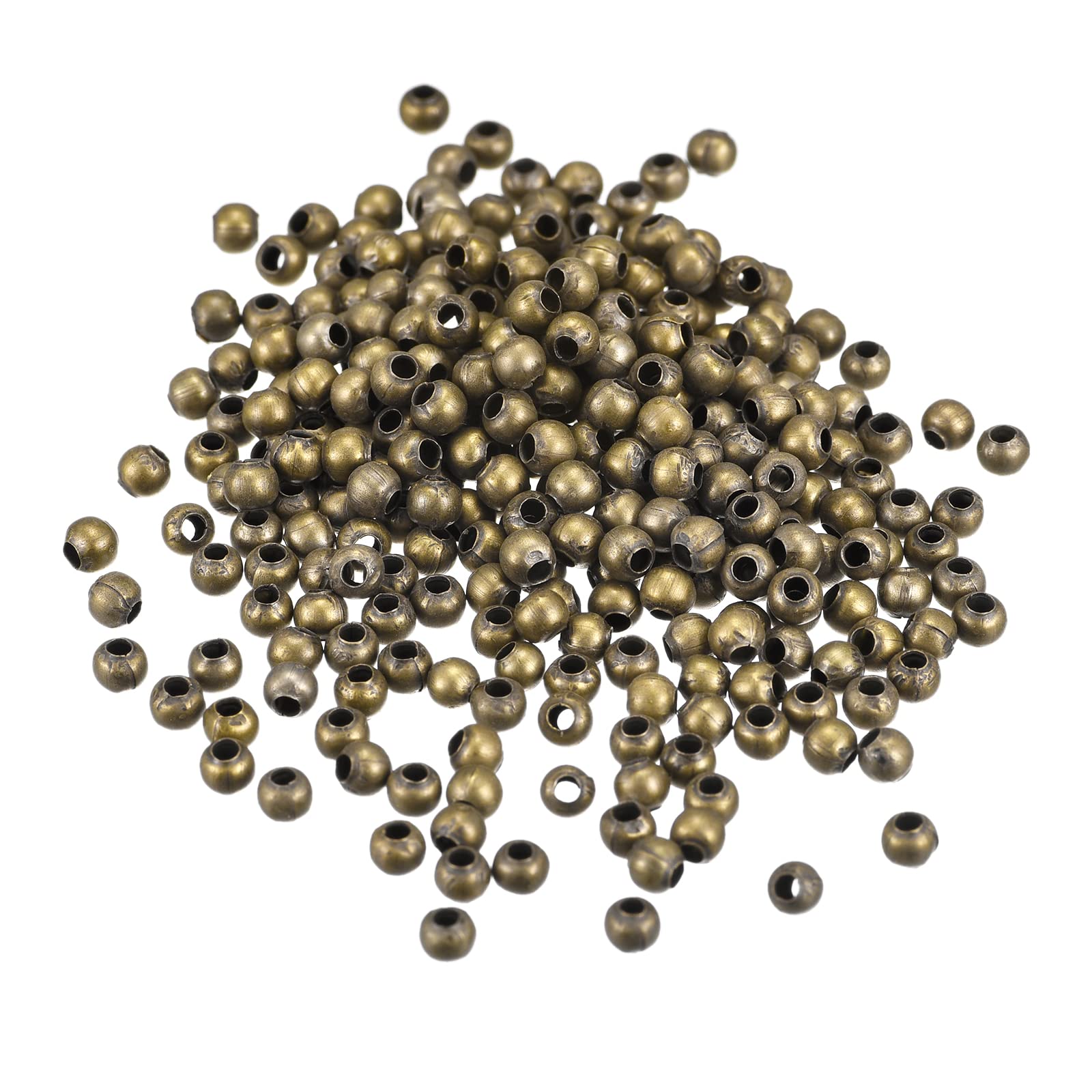 Perles d'espacement rondes lisses uxcell de 3mm en bronze pour bijoux DIY, lot de 1200 pièces