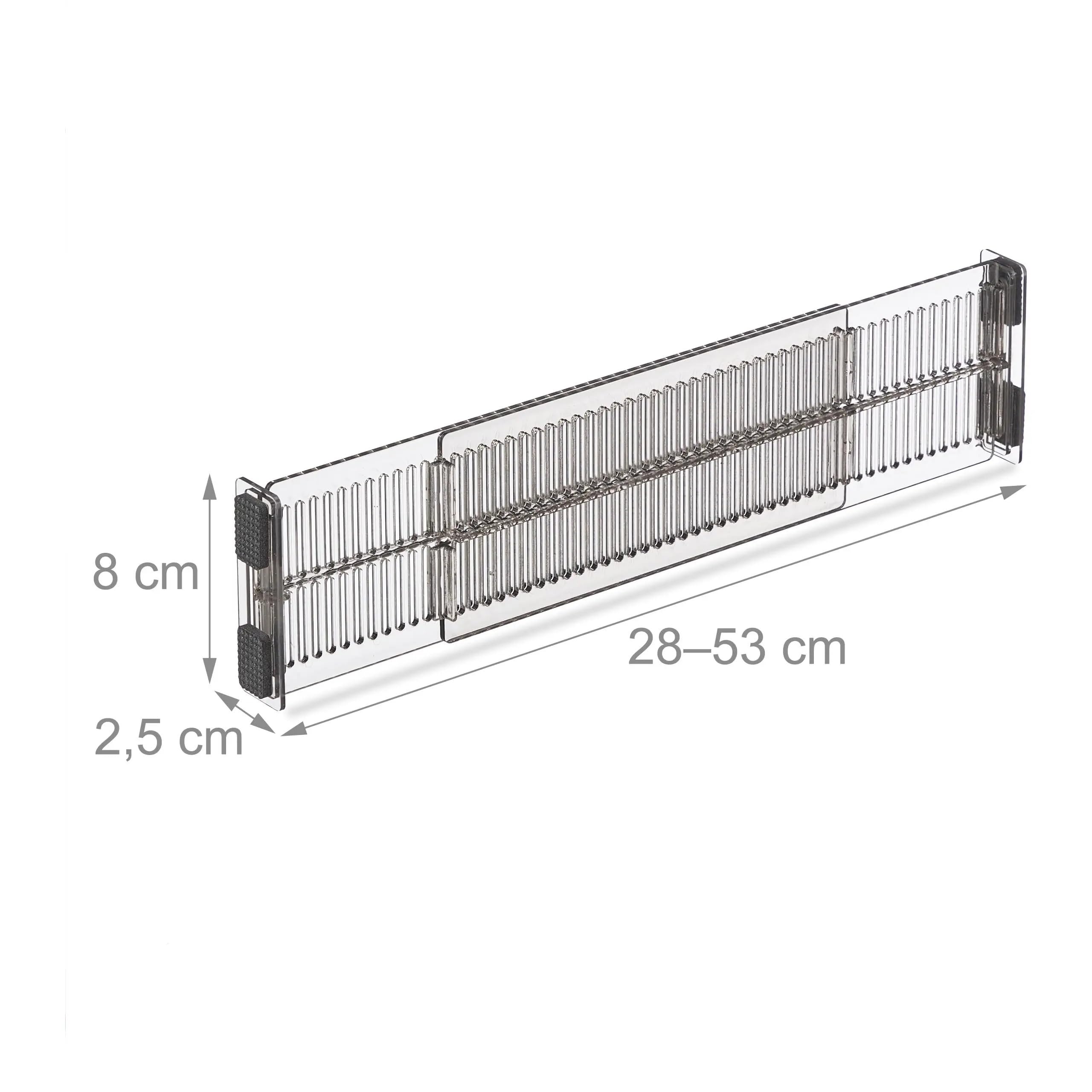 Separatori Per Cassetti Divisorio for cassetti, lunghezza regolabile da 28 a 53,5 cm, organizer cucina, trasparente
