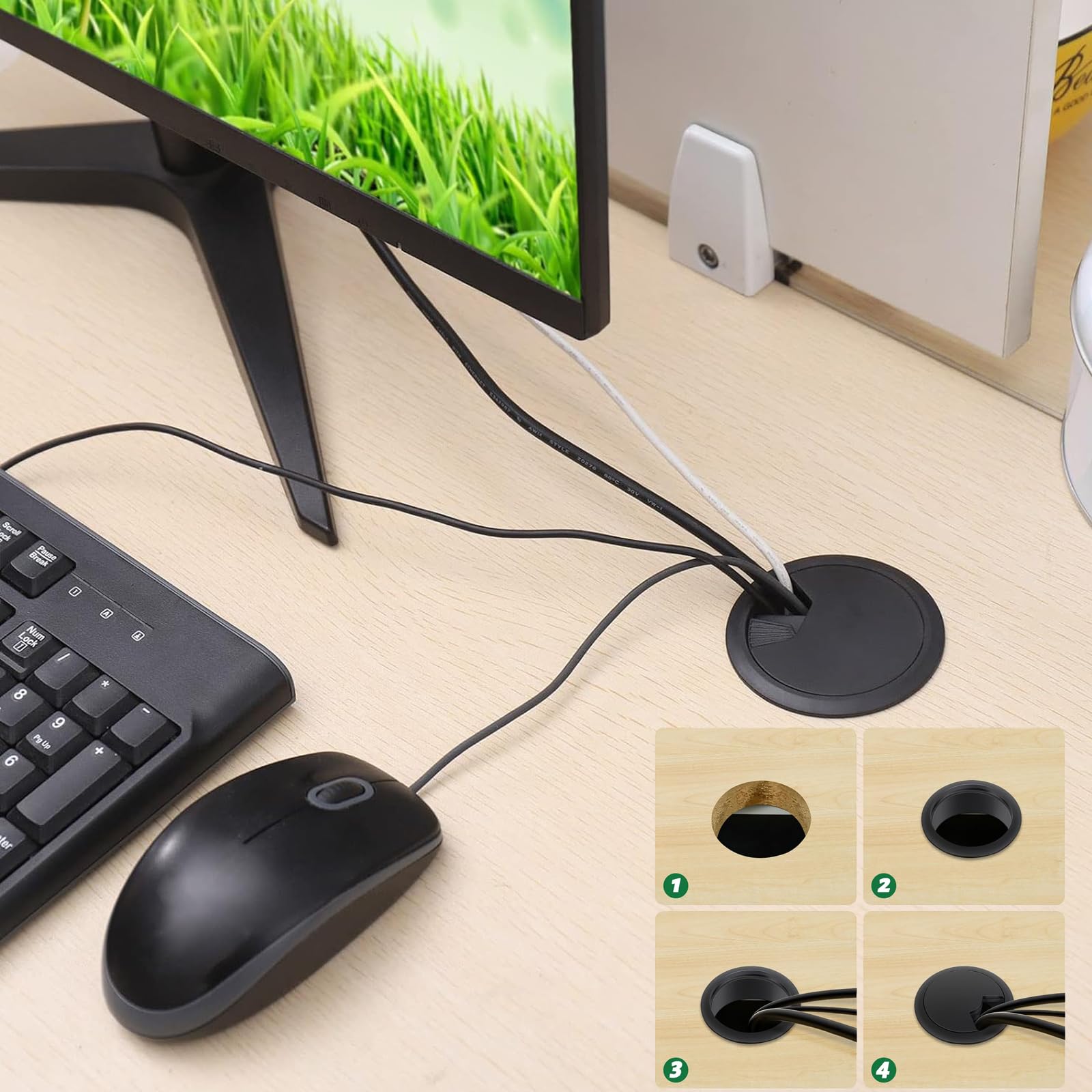 Copri Foro Passacavo per Scrivania 60 mm Diametro 12pcs