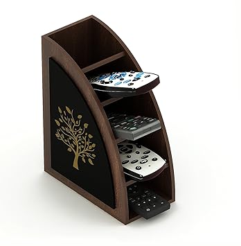 BLUEWUD Otto Wooden Multicompartment Remote Holder, Desk Organizer Stand (Wenge)