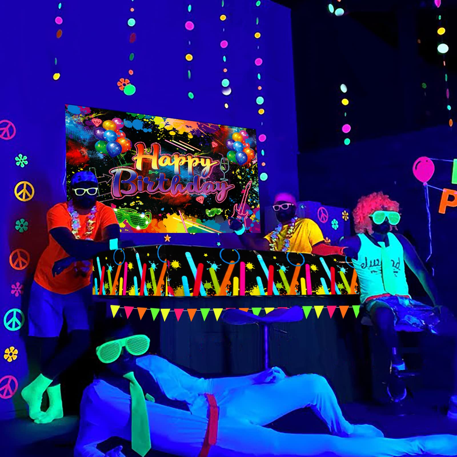 Neon Party Supplies Decorations Glow in The Dark Birth...B09WCS1B7V