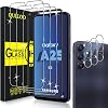 QULLOO Screen Protector for Samsung Galaxy A25 5G Pack of 3 Screen Protectors with 3 Camera Protection 9H Hardness Tempered Glass HD Clear Protective Glass Anti-Scratch Film