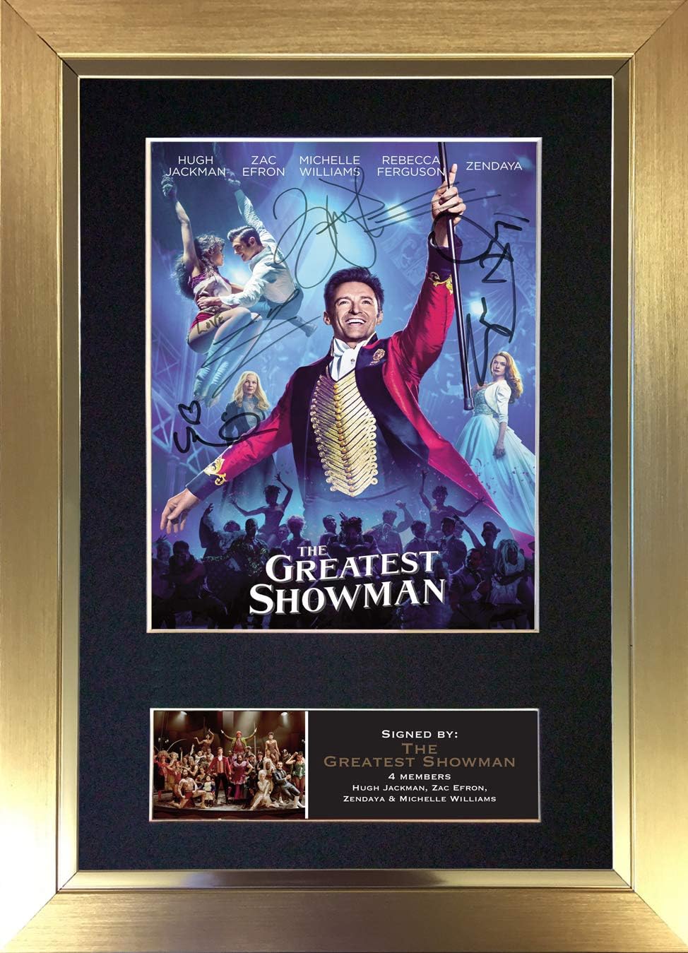 THE GREATEST SHOWMAN Signed Autograph Mounted Photo Reproduction PRINT A4 Rare Perfect Birthday (297 x 210mm) #717 (Gold Frame)