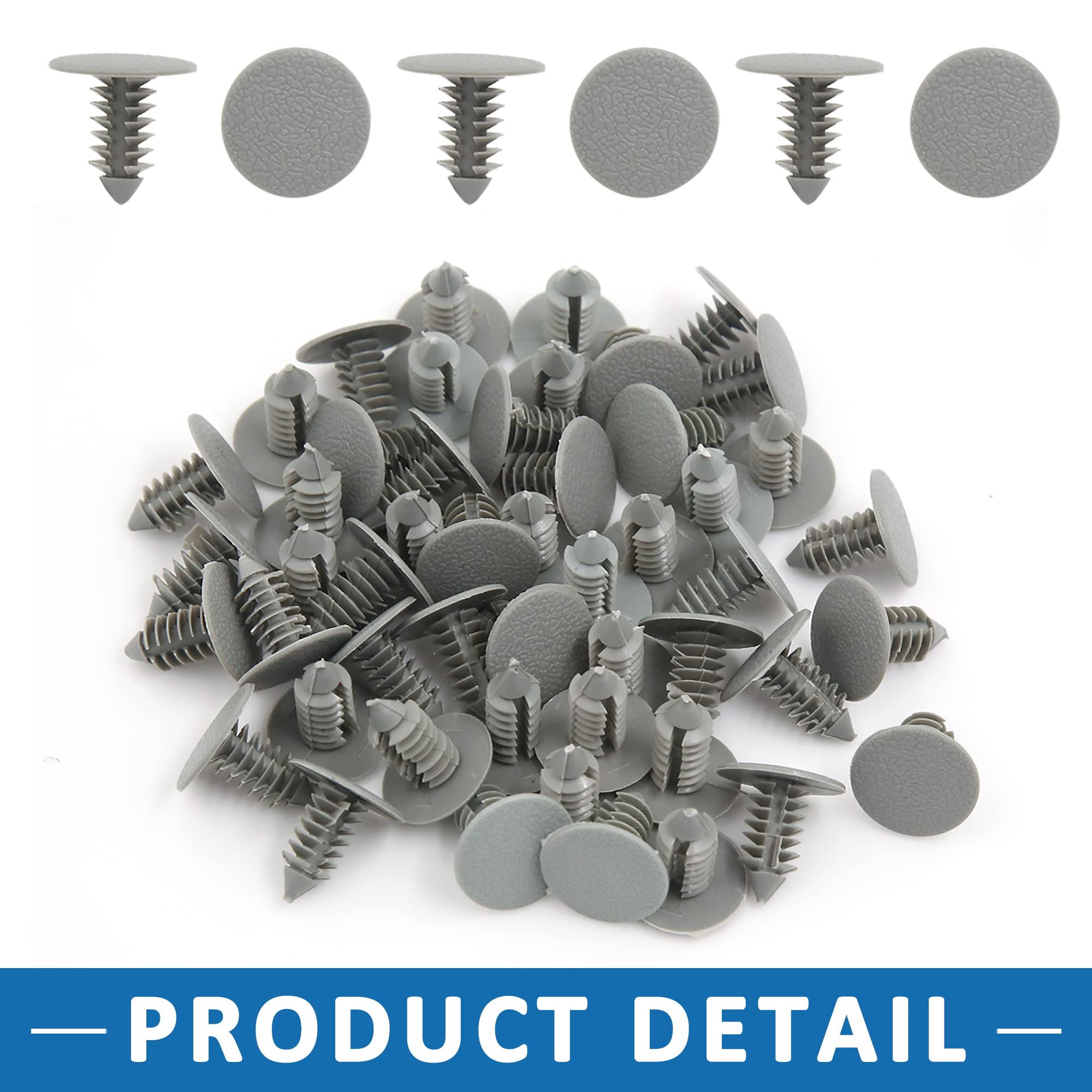 50Pz 8mm foro plastic grigia Rivetti a vite pressione sportello clip per auto