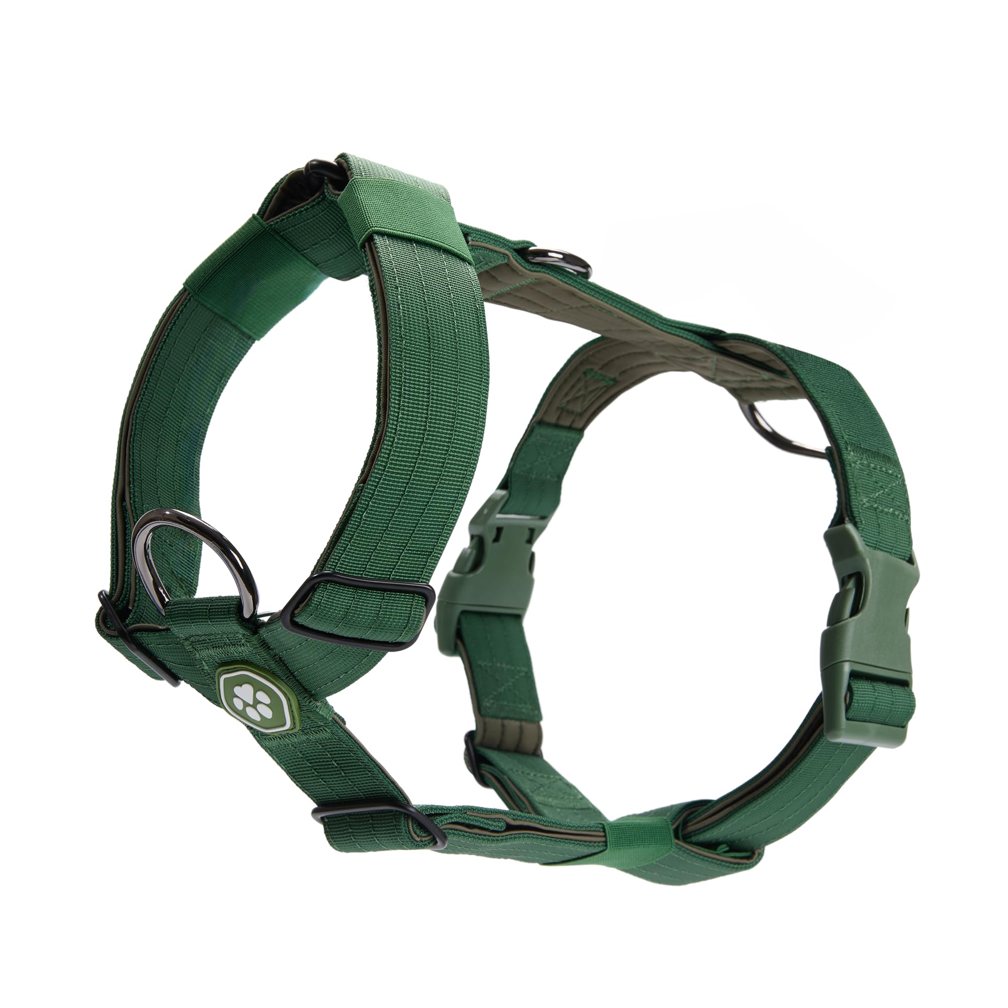 Spark Paws No Pull Hundegeschirr Grosse Hunde, Halterdesign mit Frontclip, Y Geschirr Hund, Robust und Strapazierfähig Harness für Große und Starke Rassen - Green, S