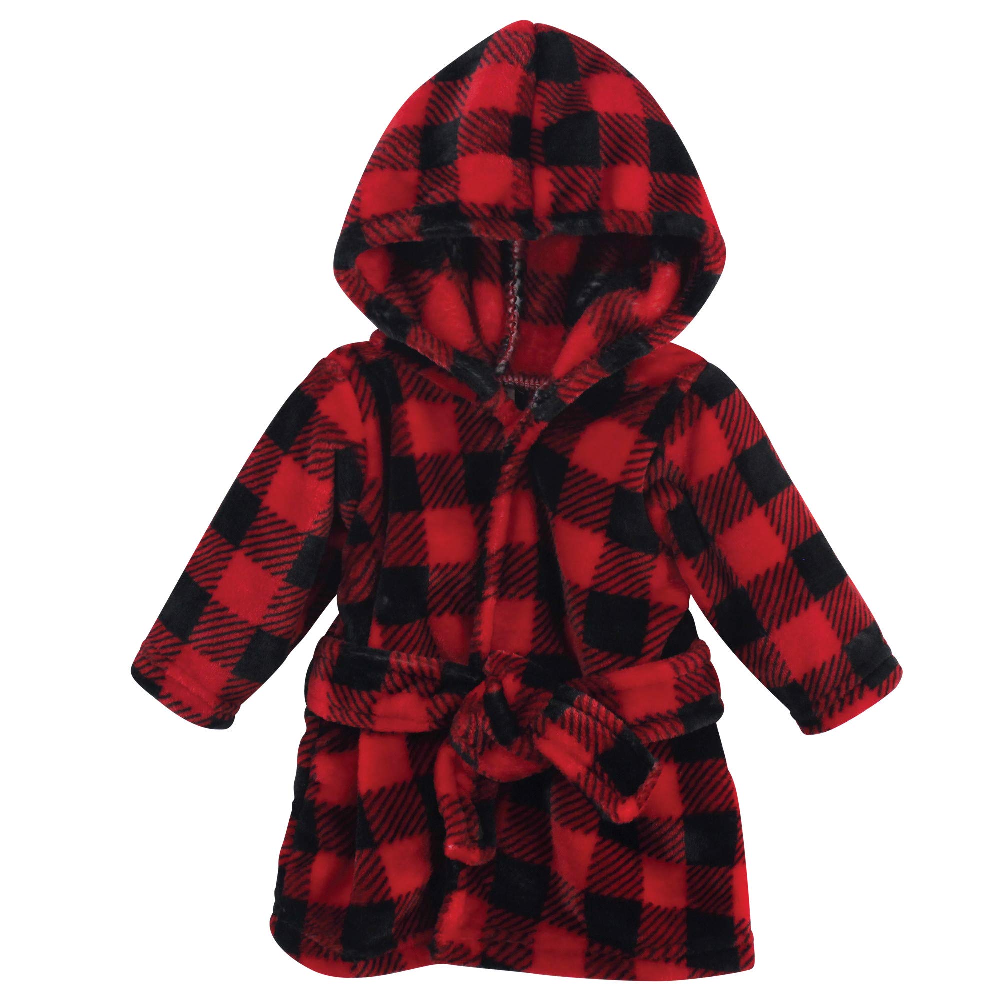 Hudson Baby Dziecięca dziewczęca unisex pluszowy szlafrok na twarz zwierzęca, czerwona i czarna krata maluch, 0-9 miesięcy