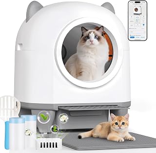 JUMMICO 90L XXL Selbstreinigende Katzentoilette, Smart Katzentoilette mit App-Steuerung, Einklemmschutz, Gesundheitsüberwachung, Doppelte Geruchsneutralisation, Streumatte & Duft für Mehrkatzen